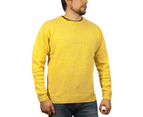 100% SHETLAND WOOL CREW Round Neck Knit JUMPER Pullover Mens Sweater Knitted - Corn (14)