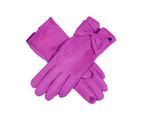 Dents Womens Touchscreen Faux Suede Gloves with Bow Winter Warm - Orchid