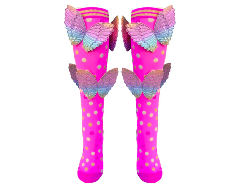 MADMIA Butterfly Toddlers Long Knee High Socks - Girl s Pair - Colour Pink