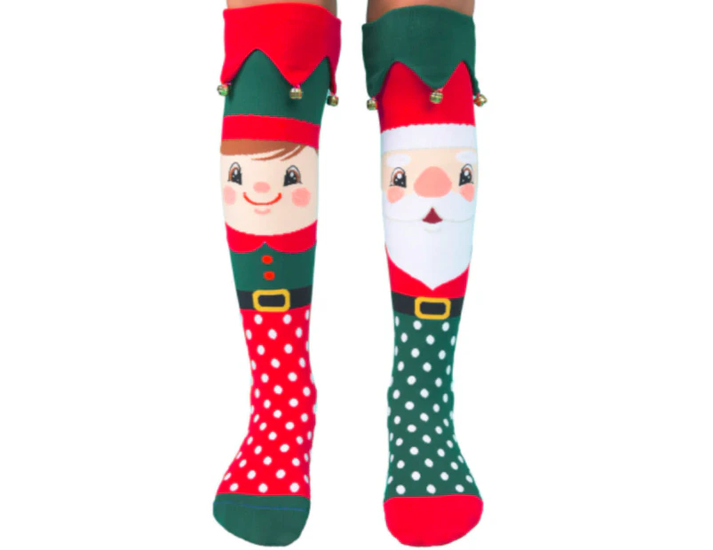 MADMIA Jingle Bells Xmas Christmas Toddler Long Knee High Socks - Boys Unisex - Red/Green