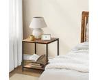 Oikiture Side End Table Coffee Table Bedside Shelf 2-Tier Industrial Furniture