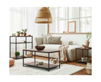 Oikiture Side End Table Coffee Table Bedside Shelf 2-Tier Industrial Furniture