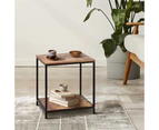 Oikiture Side End Table Coffee Table Bedside Shelf 2-Tier Industrial Furniture