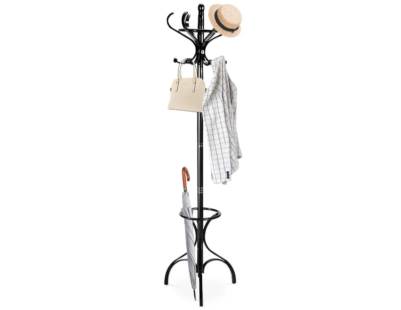 Giantex Coat Rack Clothes Stand w/12 Rotating Hooks & Umbrella Stand Hat Tree for Office Living Room Bedroom
