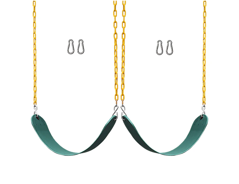 2 Pack Swings Seats Heavy Duty 66" Chain Plastic Coated Playground Swing