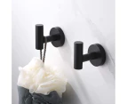 Towel Hooks for Bathroom Wall Mounted, 2 Packs Modern Brushed Nickel  Stainless Steel Hangers for Bath Towel, Decorative Bathrobe Hooks for Shower,Black