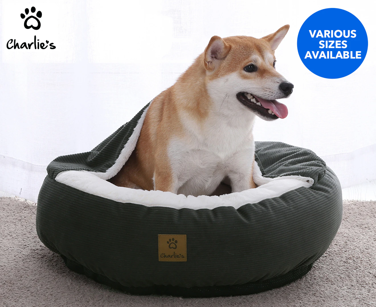 Charlie's Cushioned Snookie Pet Bed - Olive