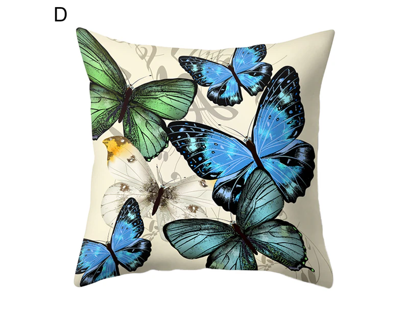 Butterfly Pattern Throw Pillow Case Comfortable Polyester Decorative Stylish Cushion Case Home-D