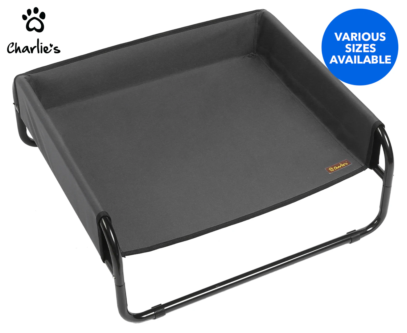 Charlie's High Walled Outdoor Trampoline Pet Bed - Black