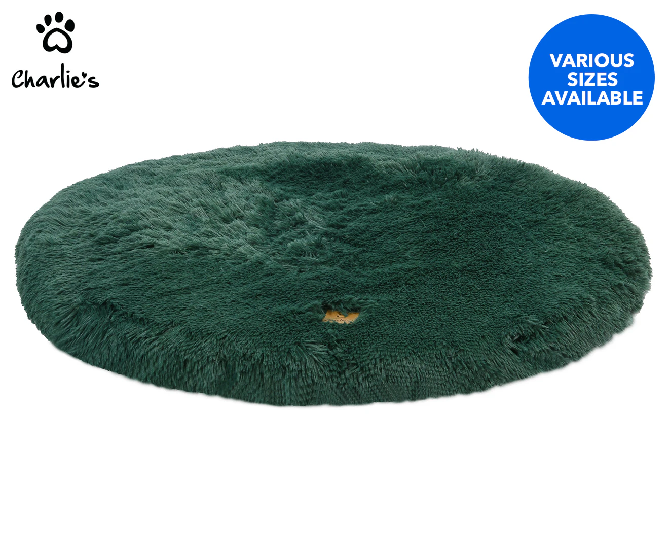 Charlie's Shaggy Faux Fur Round Padded Pet Lounging Mat - Eden Green