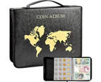 200 Pockets Coins Collecting Album & 30 Sleeves Paper Money Display Storage Case