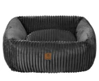 Charlie's Ascher Plush Corduroy Square Pet Nest Bed - Dark Grey