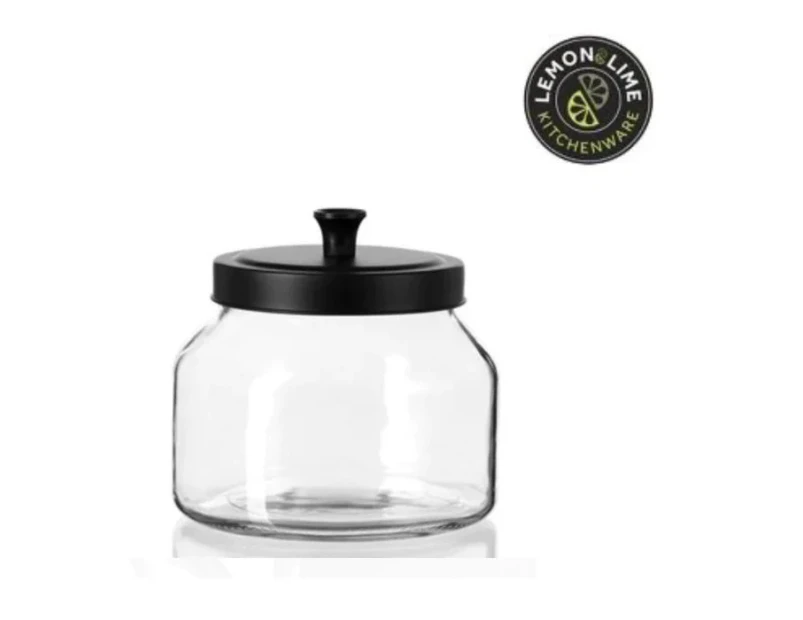 12 x GLASS JAR CANISTERS AIRTIGHT BLACK LID 1.6L | Food Storage Container Jars Kitchen Canister Food Jars Home Pantry Food Storage Container