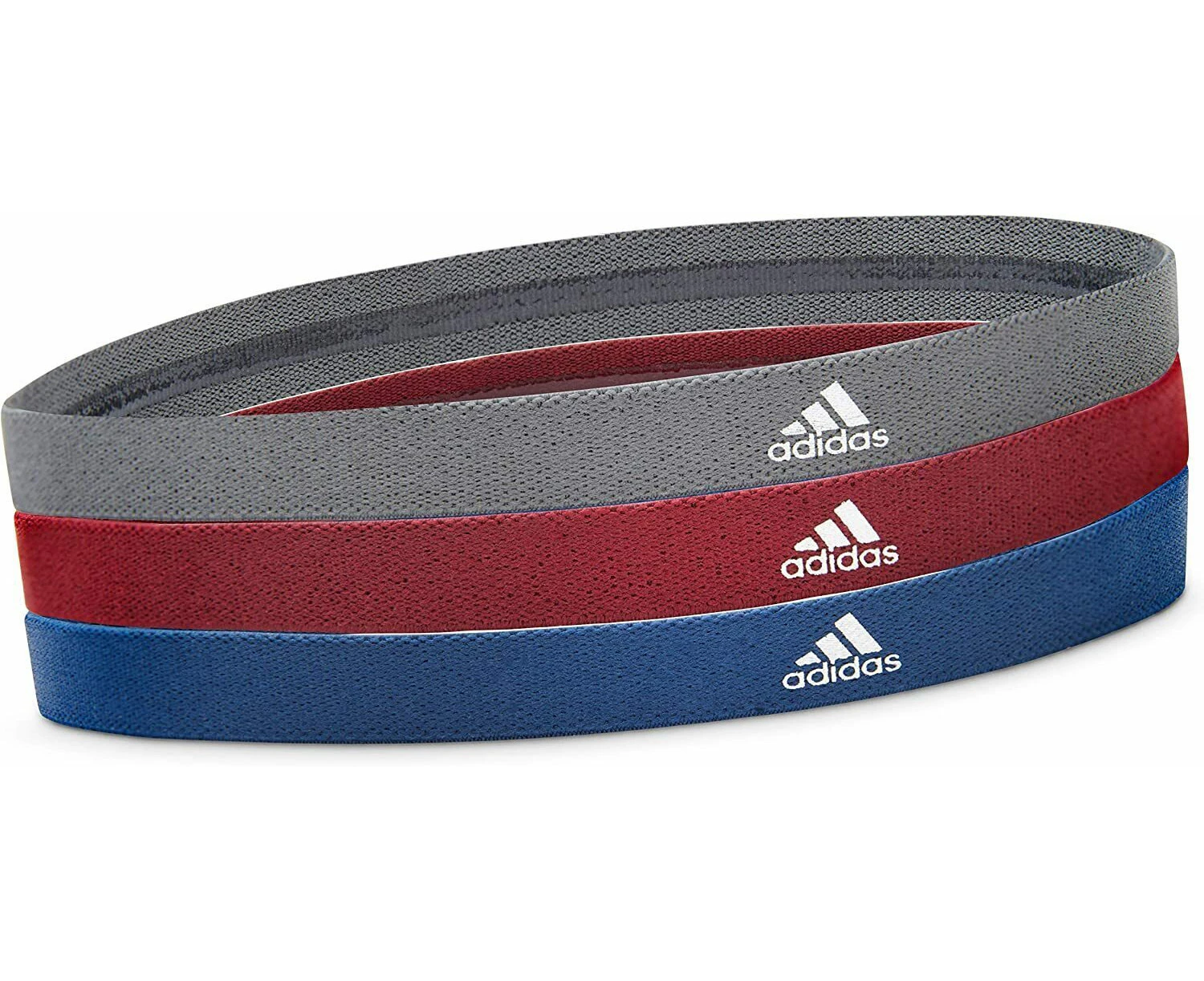 3pcs Adidas Sports Headband Hair Bands Gym Training Fitness Yoga - Grey/Blue/Burgundy