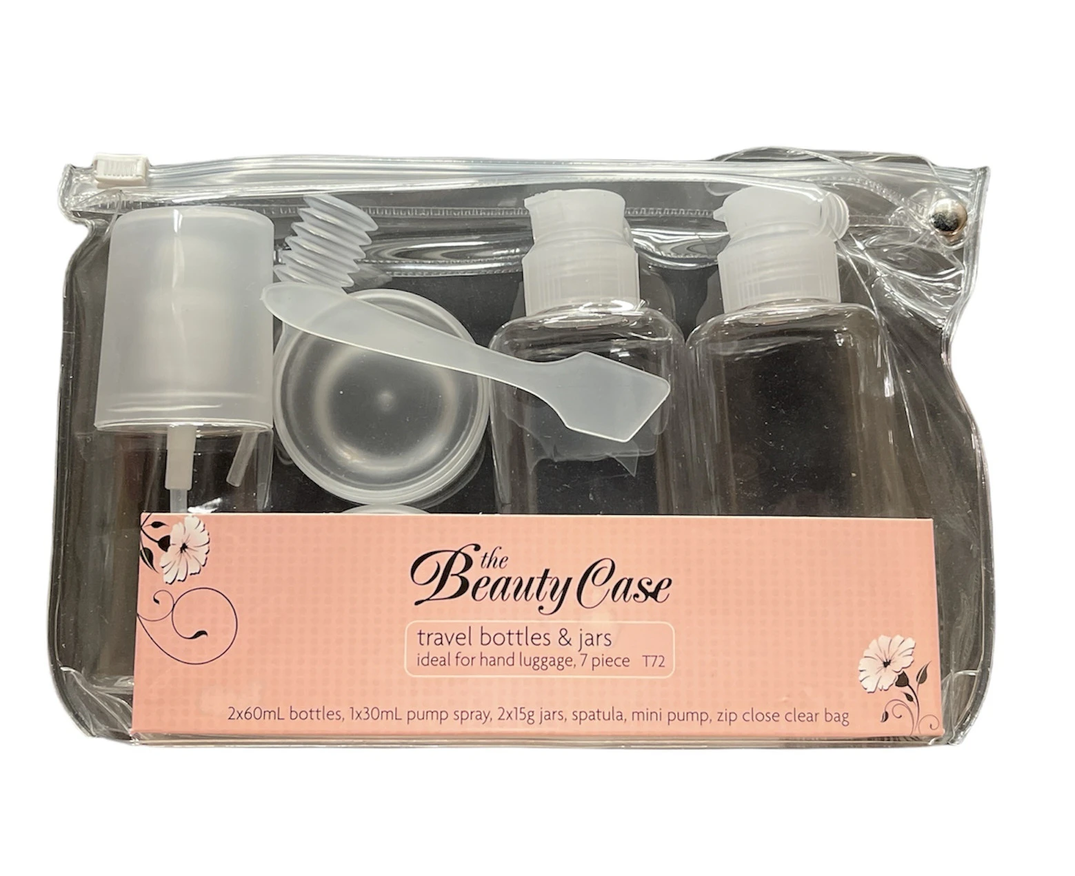 7 Piece The Beauty Case Travel Bottles & Jars Set for Hand Luggage Liquid Containers