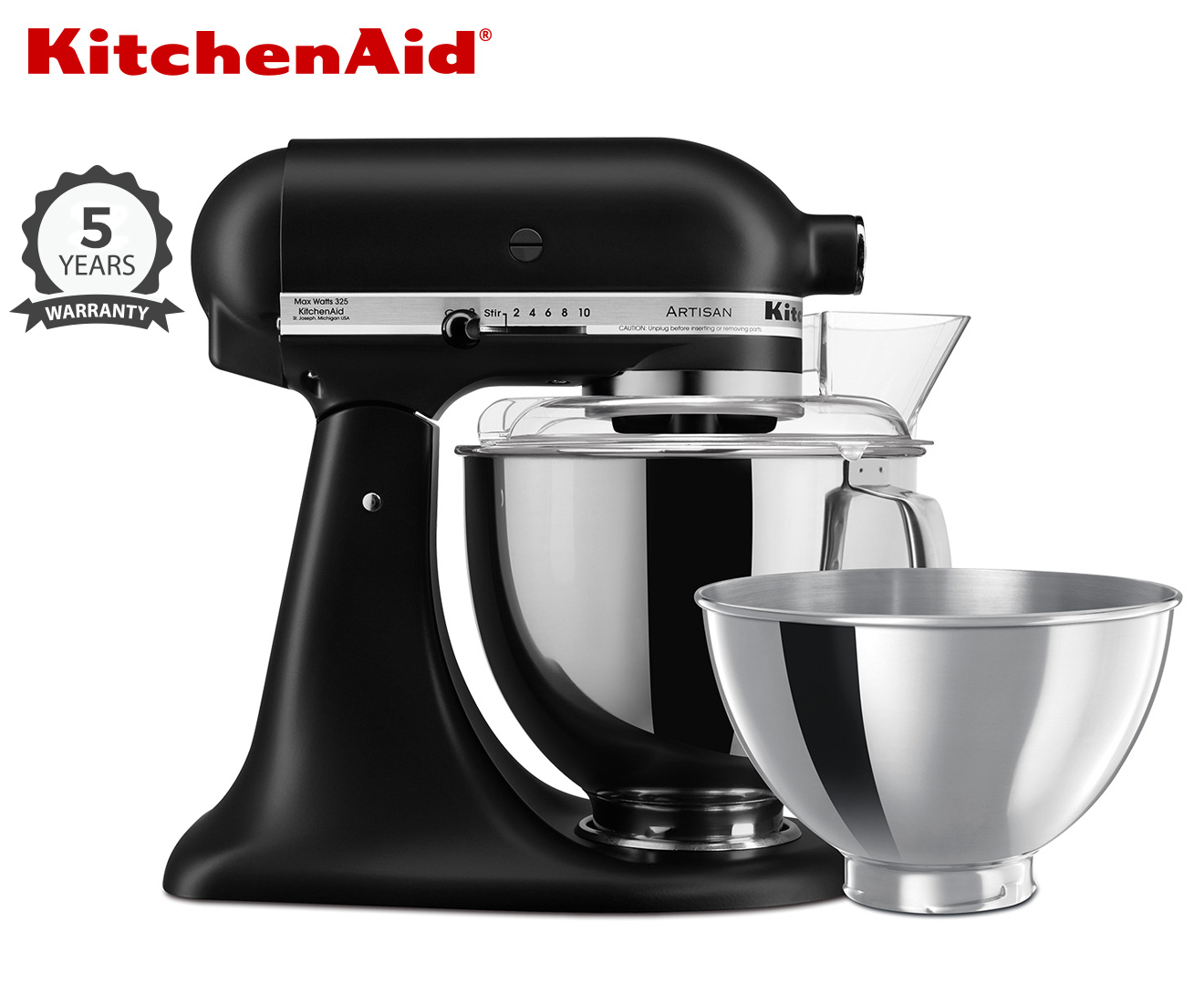 KitchenAid 4.8L Artisan Stand Bench Mixer Matte Black KSM150 Catch