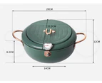 TOQUE Japanese Deep Frying Pot Thermometer Non-stick Tempura Pan 20cm Green