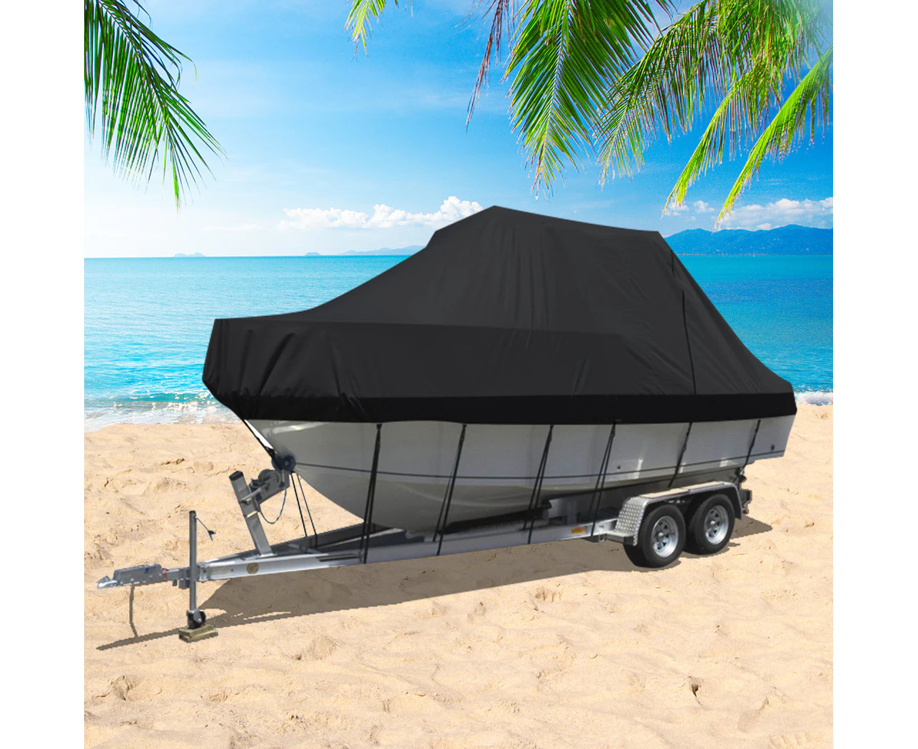 Boat Cover 12-14 FT Trailerable Weatherproof 600D Jumbo Marine Grade Heavy Duty