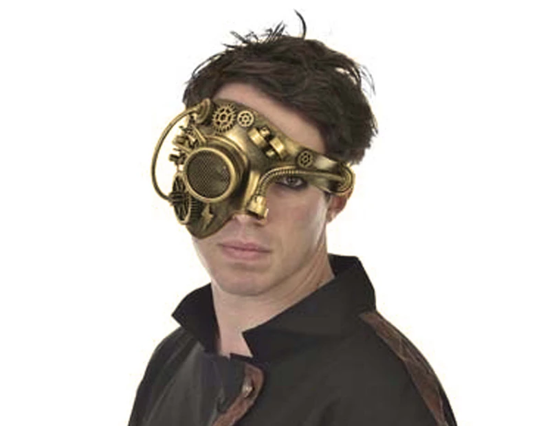 Gold & Black Steampunk Masquerade Half Face Mask
