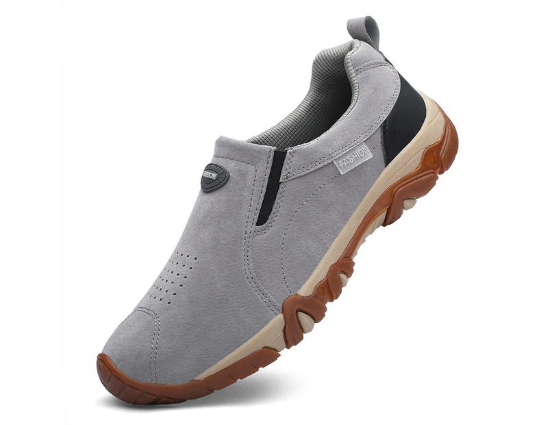 Dadawen Mens Casual Loafers Slip-on Walking Shoes-Grey