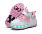Dadawen Ultralight Sneaker Roller Skate Shoes with Quad Roller for Children-Pink