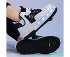 Dadawen Ultralight Sneaker Roller Skate Shoes with Quad Roller for Children-Black