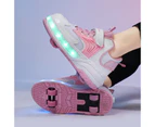 Dadawen Ultralight Sneaker Roller Skate Shoes with Quad Roller for Children-Pink