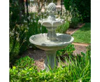 PROTEGE 3 Tier Solar Powered Water Feature Fountain Bird Bath - Light Grey