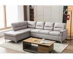 Foret 5 Seater Sofa L Shape Lounge Couch Grey Light