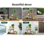 Levede 3-Tier Plant Stand Wood Wooden Pine Shelf Flower Pots Rack Indoor Garden - Charcoal