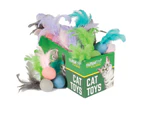 Multipet Felt Ball w/ Feather PDQ Cat Toy Assorted 30 Pack