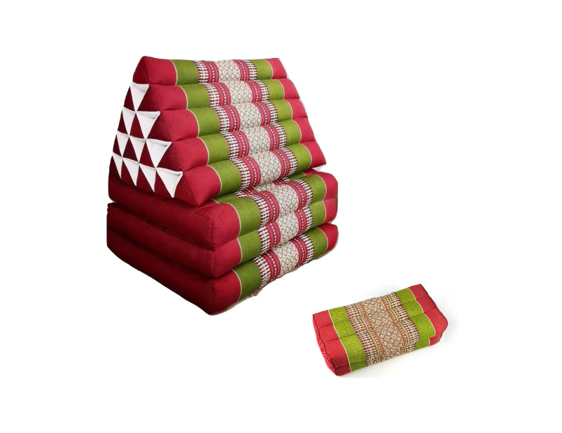 [Free Shipping]MANGO TREES Package Deal Jumbo Thai Triangle Pillow Set RedGreen