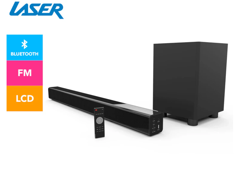 Laser 2.1-Channel Soundbar w/ Bluetooth & Wireless Sub-Woofer