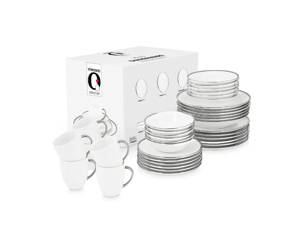 Vtwonen Raw White Silver Dinnerware Set Of 36