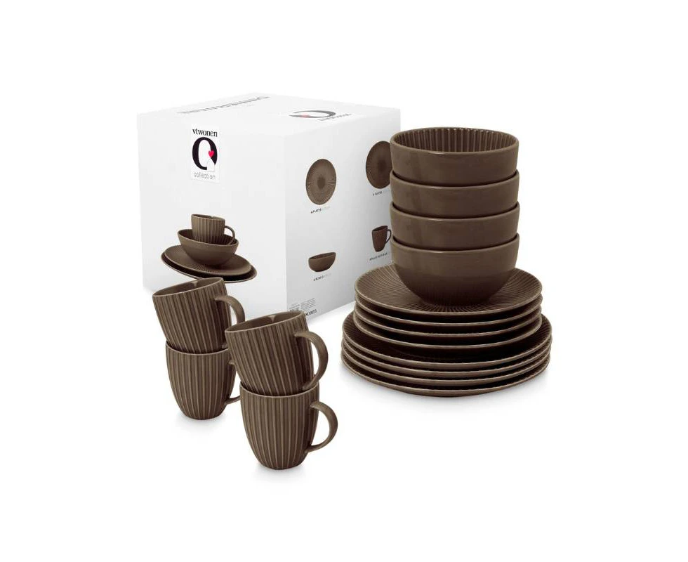 Vtwonen Relievo Warm Brown Dinnerware Set Of 16