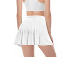 Pleated Tennis Skirts for Women Athletic Golf Skorts Activewear Running Sport Workout Skirts with Pockets Shorts,(A-white,X-Large)