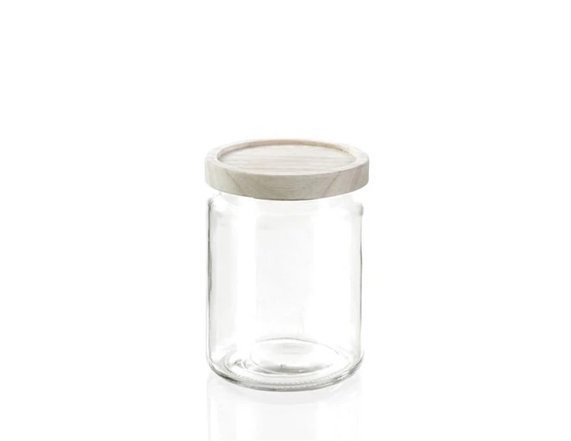 12 x GLASS JARS w/ WOODEN LIDS 700mL Kitchen Pantry Canisters Containers Storage Clear Glass Food Storage Containers Home Canisters with Airtight Lids