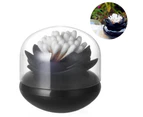 Cotton Swab Organizer Lotus Shape Swab Cosmetic Storage Toothpick Container Bathroom Decor Storage Box - Black