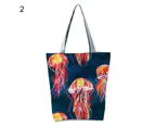 Bestjia Bright Color Zipper Closure Shoulder Bag Practical Cute Jellyfish Print Large Capacity Travel Bag Fashion Accessories - 2