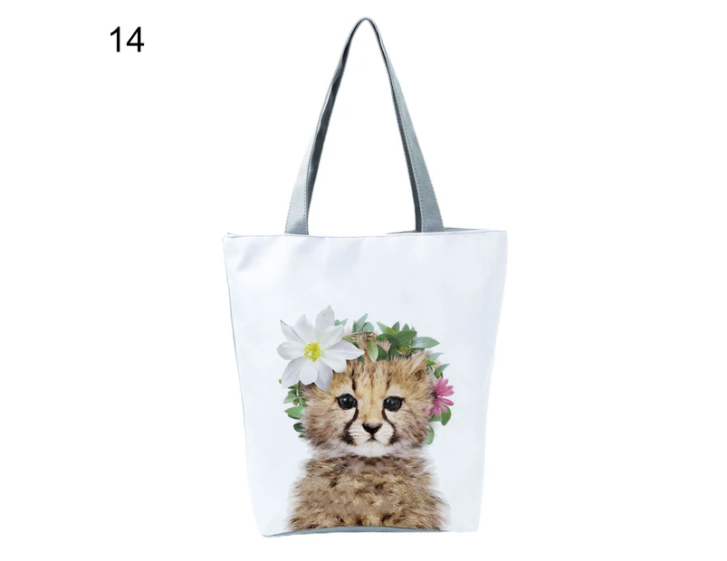 Bestjia Fine Craftmanship Zipper Foldable Shoulder Bag Cute Animal Print Large Capacity Top-Handle Bag for Daily Life - 14