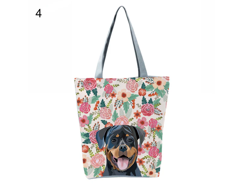 Bestjia Big Capacity Lady Shoulder Pouch Handheld Zipper Cute Pet Dog Print Tote Pouch for Work - 4