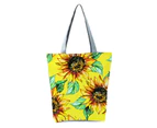 Bestjia Bright Color Reusable Lady Shoulder Pouch Wear-resistant Delicate Sunflower Print Tote Pouch for Work - 3
