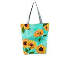 Bestjia Bright Color Reusable Lady Shoulder Pouch Wear-resistant Delicate Sunflower Print Tote Pouch for Work - 2
