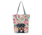 Bestjia Big Capacity Lady Shoulder Pouch Handheld Zipper Cute Pet Dog Print Tote Pouch for Work - 4