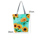 Bestjia Bright Color Reusable Lady Shoulder Pouch Wear-resistant Delicate Sunflower Print Tote Pouch for Work - 2