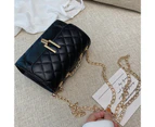 Bestjia Chain Bag All-match Delicate Faux Leather Women Single-shoulder Diagonal Messenger Bag for Daily Use - Black