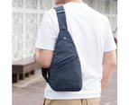 Bestjia Fashion Thin Light Men Canvas Anti-theft Travel Outdoor Shoulder Chest Bag - Blue