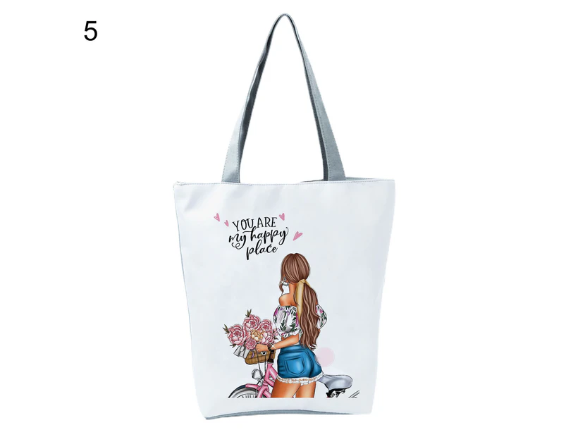 Bestjia Roomy Solid Shoulder Straps Shoulder Pouch Small Zipper Cute Little Girl Print Tote Pouch for Work - 5