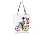 Bestjia Roomy Solid Shoulder Straps Shoulder Pouch Smooth Zipper Riding Bike Girl Print Tote Pouch for Work - 2