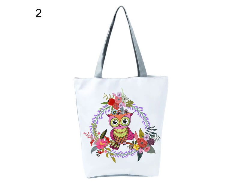 Bestjia Reinforced Stitching Durable Fabric Shoulder Bag Foldable Cute Owl Print Large Capacity Top-Handle Bag for Daily Life - 2